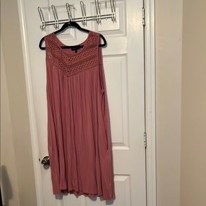 Lane Bryant Pink Crochet Neck Mini Dress